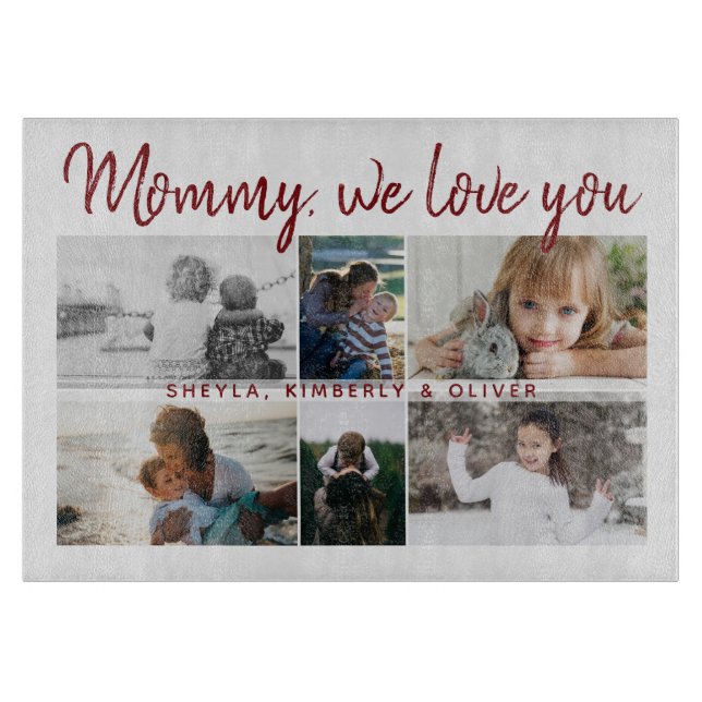 Planche À Découper Mère avec enfants et famille Maman 6 Photo Collage (Devant)