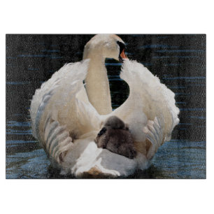 Planche À Découper Mère Cygne avec Cygnets (cygnes bébés)