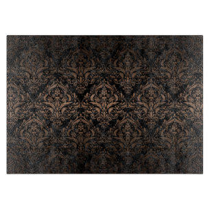 PLANCHE À DÉCOUPER MÉTAL NOIR DU MARBRE DAMASK1 ET DE BRONZE