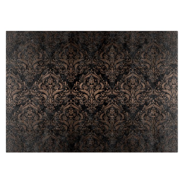 PLANCHE À DÉCOUPER MÉTAL NOIR DU MARBRE DAMASK1 ET DE BRONZE (Devant)