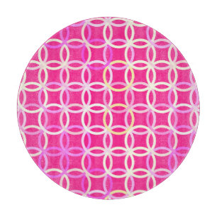 Planche À Découper Mi-siècle Cercles modernes, rose fuchsia et crème