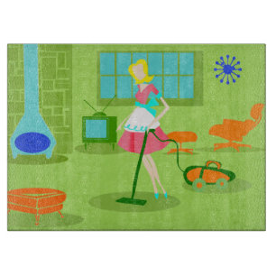 Planche À Découper Mi-Siècle Moderne Rétro Femme de ménage