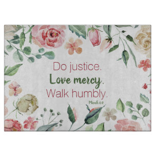 Planche À Découper Micah 6:8 Aquarelle rose