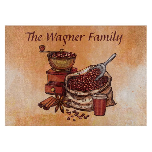 Planche À Découper mignon bar à café ajouter nom (Devant)