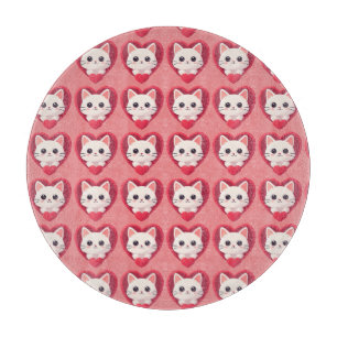 Planche À Découper Mignon Chat Blanc avec Design de Kawaii Kitty Love