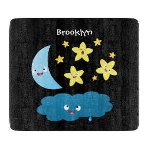 Planche À Découper Mignons étoiles chantant, lune et bande dessinée d