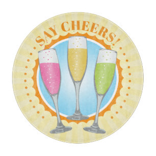 Planche À Découper Mimosa Coupe de verre de Champagne coloré