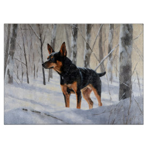 Planche À Découper Mince Pinscher Laisser Neige Noël