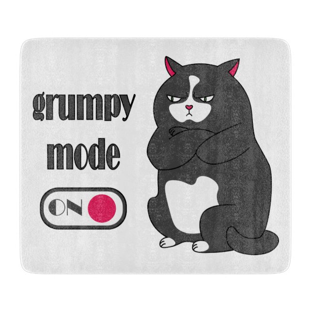 Planche À Découper Mode grumeux sur drôle de gros chat (Devant)