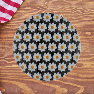 Planche À Découper Modèle floral dahlia blanc sur noir