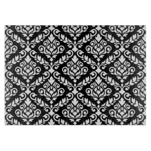 Planche À Découper Modèle Prima Damask blanc sur noir
