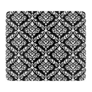 Planche À Découper Modèle Prima Damask blanc sur noir