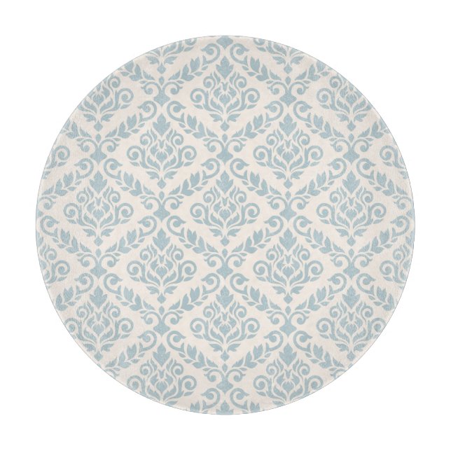 Planche À Découper Modèle Prima Damask bleu sur crème (Devant)