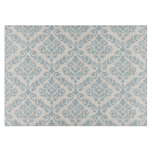 Planche À Découper Modèle Prima Damask bleu sur crème