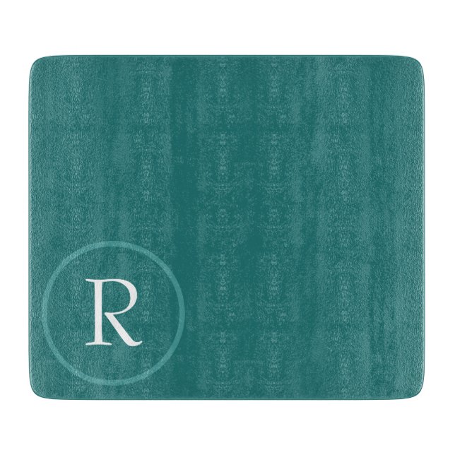 Planche À Découper modern Green &White Monogram Cutting Board (Devant)