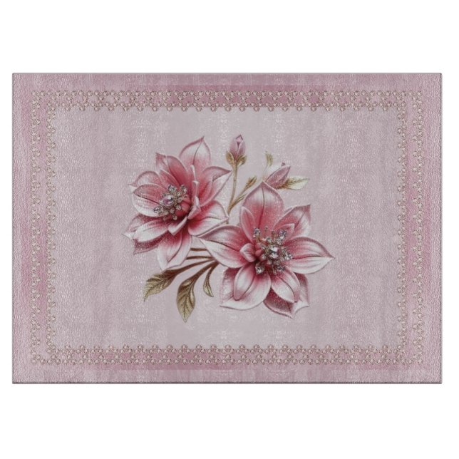 Planche À Découper Modern Pink Flowers Cutting Board (Devant)