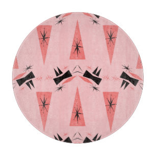 Planche À Découper Moderne du milieu du siècle : Motif de corail rose