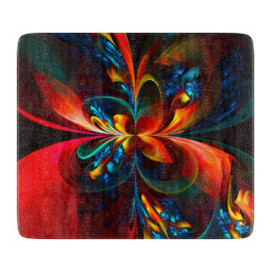 Planche À Découper Moderne Floral Abstrait Art Orange Bleu Motif #14