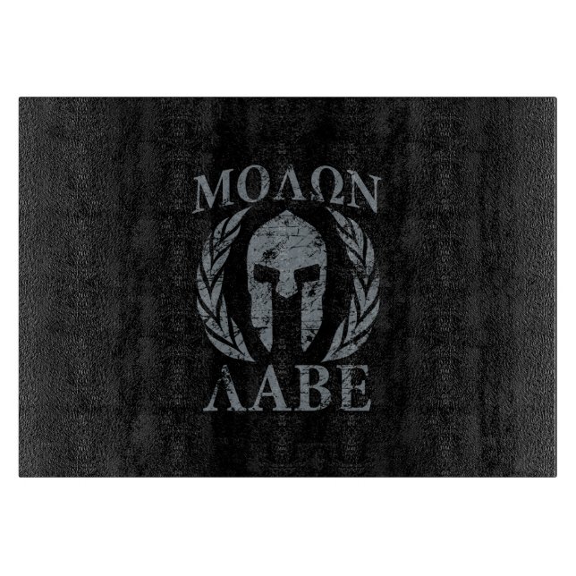 Planche À Découper Molon Labe Grunge Masque spartiate (Devant)