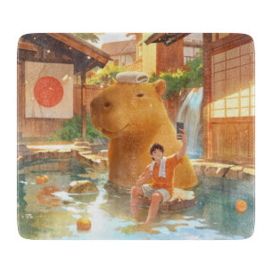 Planche À Découper Moment de source chaude : Art de selfie de capybar