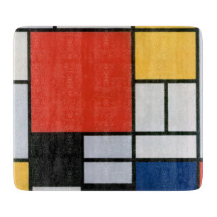 Planche À Découper Mondrial Composition Rouge Jaune Bleu Noir