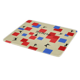 Planche À Découper Mondrian's Dancing Cubes Blue Red Light Arrière - 