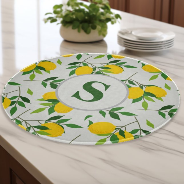 Planche À Découper Monogram Lemons et Motif Feuille (Créateur téléchargé)