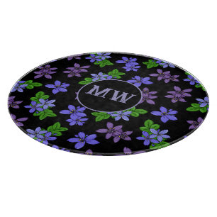 Planche À Découper Monogramme à motifs de fleurs violettes jamaïcaine