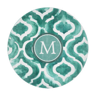 Planche À Découper Monogramme   Aquamarine Motif IV