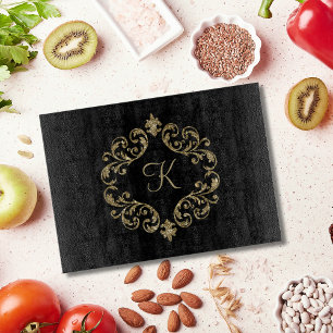 Planche À Découper Monogramme Black Gold Parties scintillant tendance
