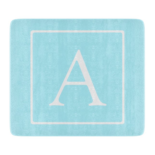 Planche À Découper Monogramme bleu ciel simple (Devant)