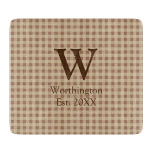 Planche À Découper Monogramme Buffalo rouille beige Plaid rustique