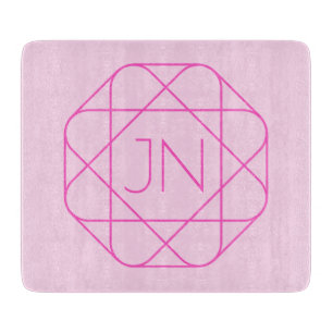 Planche À Découper Monogramme cool, Style de logo de hanche   Rose & 