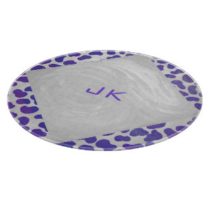 Planche À Découper Monogramme Dalmatien violet et blanc