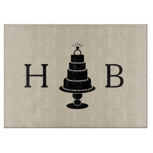 Planche À Découper Monogramme de gâteau de mariage