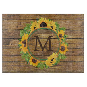 Planche À Découper Monogramme de tournesol