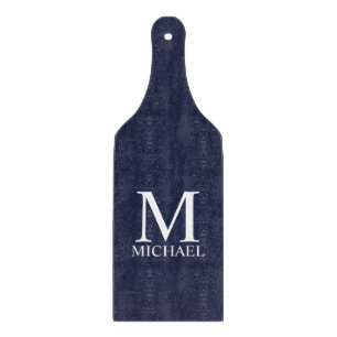 Planche À Découper Monogramme et nom personnalisés bleu marine