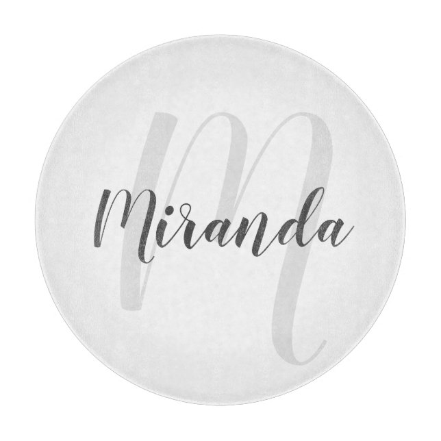 Planche À Découper Monogramme et nom personnalisés de script moderne (Devant)