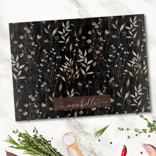 Planche À Découper Monogramme Fleurs et Feuilles Aquarelle Délicate S