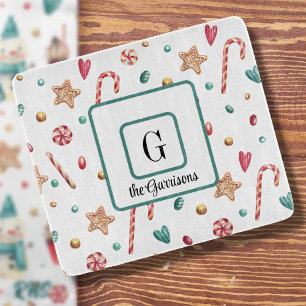 Planche À Découper Monogramme, Goodies sucrées Verre de Noël