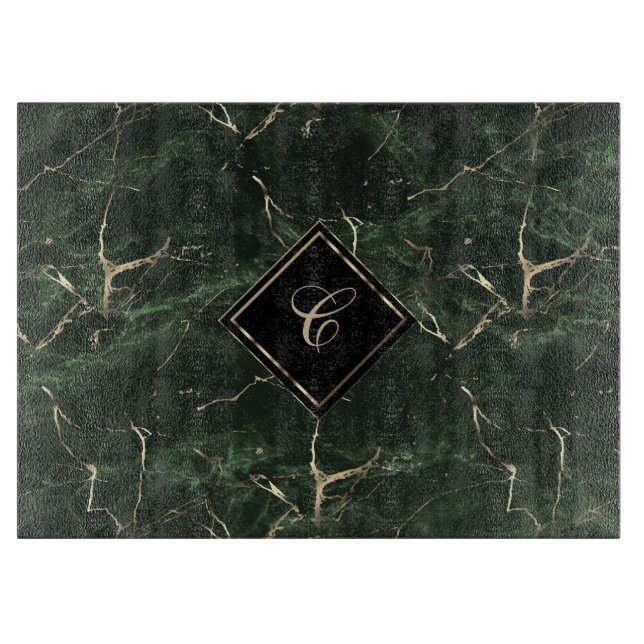 Planche À Découper Monogramme Green Marble Cutting Board (Devant)