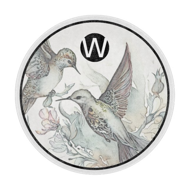 Planche À Découper Monogramme Hummingbird Glass Cutboard (Devant)