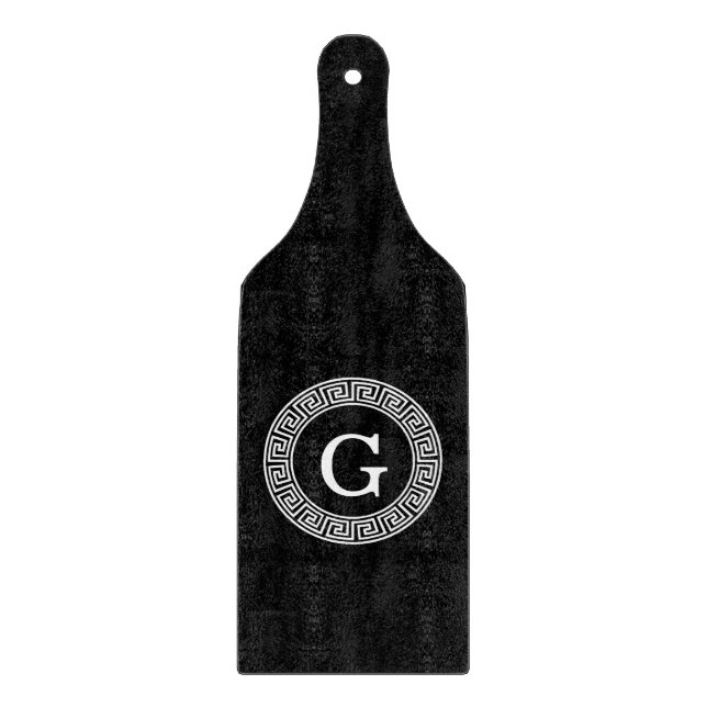 Planche À Découper Monogramme initial du cadre de ligne de clé grecqu (Devant)