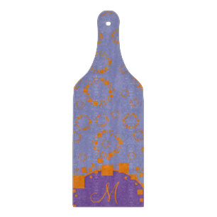 Planche À Découper Monogramme initial Orange Purple Circle Carré Art