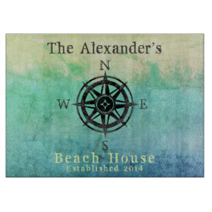 Planche À Découper Monogramme marin Ombre turquoise