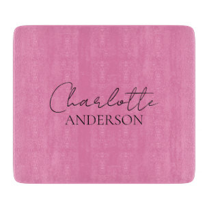 Planche À Découper Monogramme minimaliste élégant Nom rose