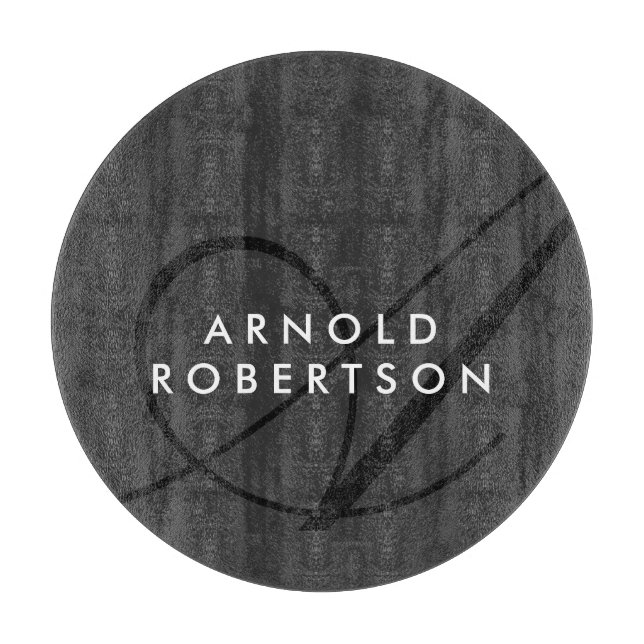 Planche À Découper Monogramme moderne gris clair tendance (Devant)