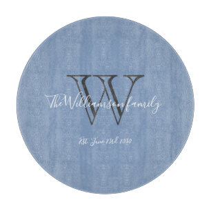 Planche À Découper Monogramme moderne Initial + Nom de famille Chic