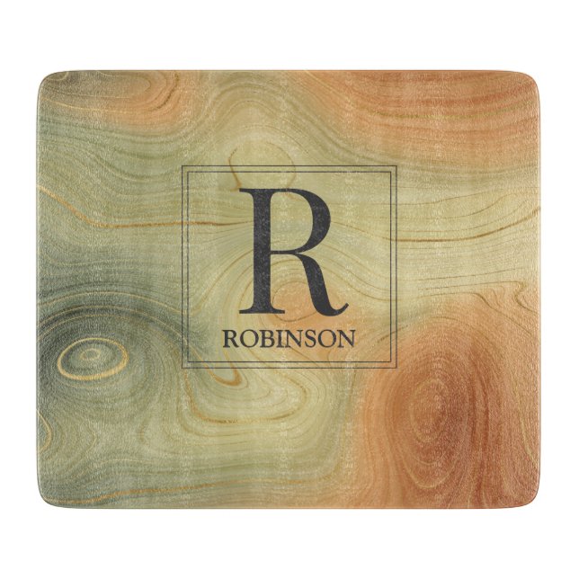 Planche À Découper Monogramme moderne tendance en marbre (Devant)