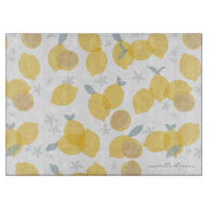 Planche À Découper Monogramme Motif Pastel Citrus Lemons